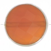 Perle ronde facettée 9 mm en pierre gemme Argent 925 - Cornaline x1