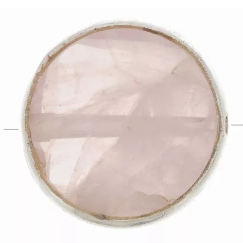 Perle ronde facettée 9 mm en pierre gemme - Argent 925 - Quartz rose x1