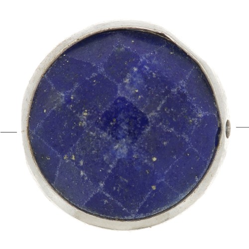Perle ronde facettée 9 mm en pierre gemme - Argent 925 - Lapis lazuli x1