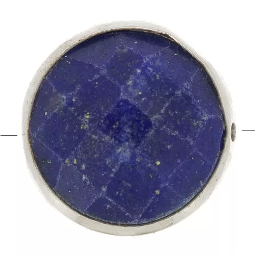 Perle ronde facettée 9 mm en pierre gemme - Argent 925 - Lapis lazuli x1