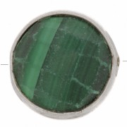 Perle ronde facettée 9 mm en pierre gemme - Argent 925 - Malachite x1
