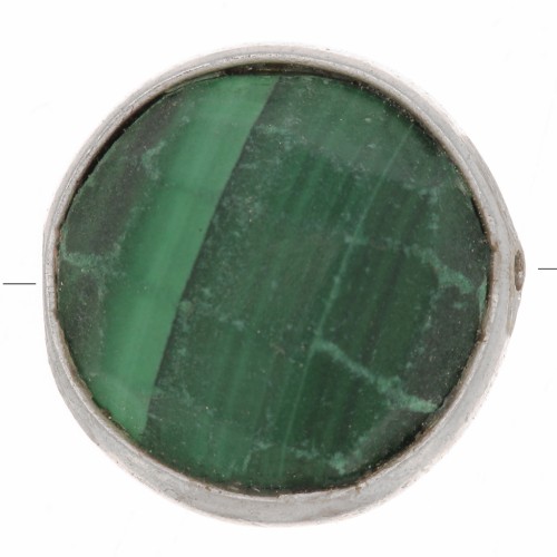 Perle ronde facettée 9 mm en pierre gemme - Argent 925 - Malachite x1