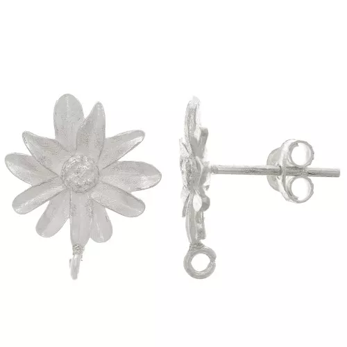 Clous d'oreilles fleurs avec anneau ouvert 15x12 mm - Argent 925 x2
