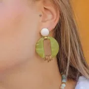 Clous d'oreilles disque 14 mm avec attache ouverte - Argenté x2