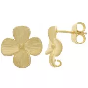 Clous d'oreilles fleur 14x13 mm - avec anneau ouvert - Doré mat x2