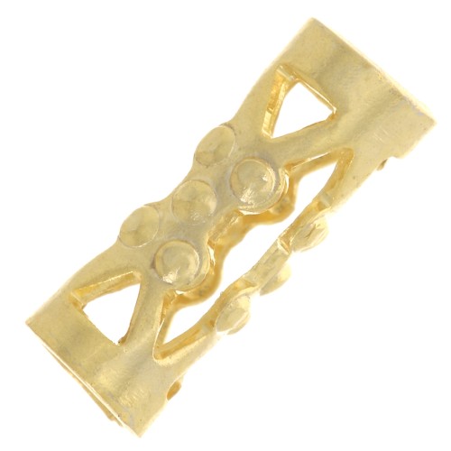 Perles tubes filigranés avec petites boules 8x3 mm - Doré à l'or fin x6