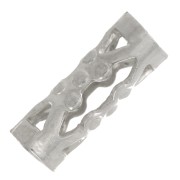 Perles tubes filigranés avec petites boules 8x3 mm - Rhodié x6|raw }}