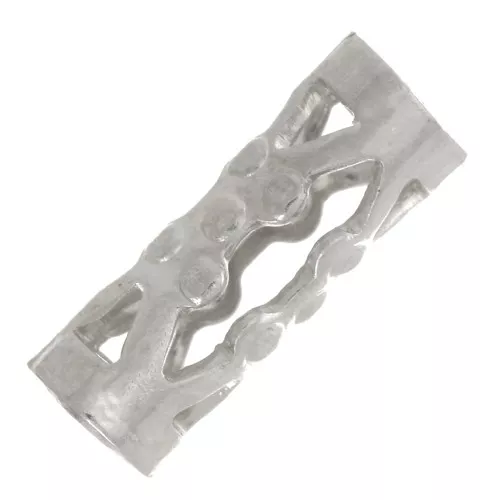 Perles tubes filigranés avec petites boules 8x3 mm - Rhodié x6