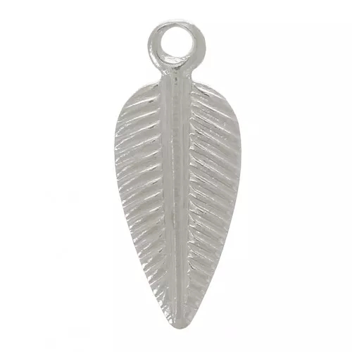 Breloques feuille 11x4 mm - Rhodié x6