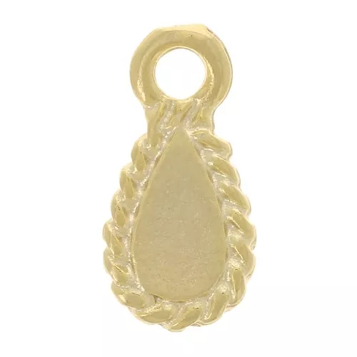 Breloque goutte travaillée 11x5 mm - Doré à l'or fin x1