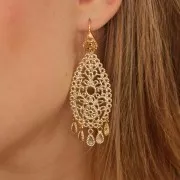 Breloque goutte travaillée 11x5 mm - Doré à l'or fin x1