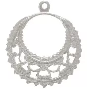 Pendentif rond filigrané 22 mm - Rhodié x1