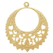Pendentif rond filigrané 28 mm - Doré à l'or fin x1