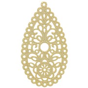 Pendentif chandelier goutte filigrané 50x27 mm - Doré à l'or fin x1|raw }}