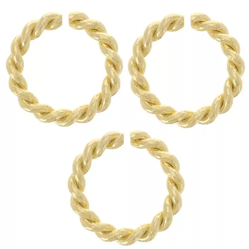 Anneaux ouverts ronds torsadés 9.5x1.6 mm - Doré à l'or fin x5
