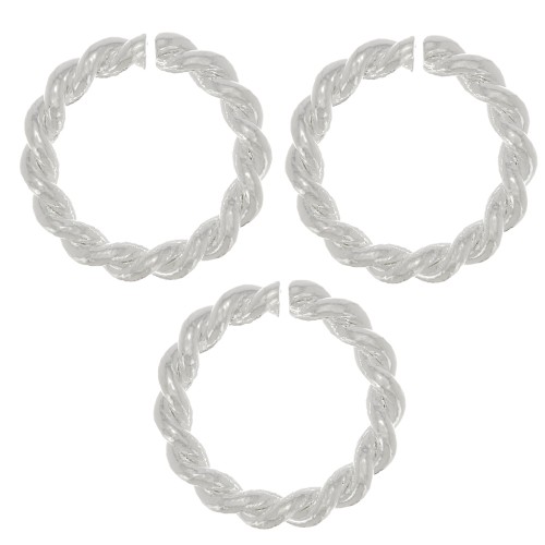 Anneaux ouverts ronds torsadés 9.5x1.6 mm - Placage Argent fin x5