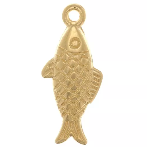 Breloque poisson 20x9 mm - Doré à l'or fin x1