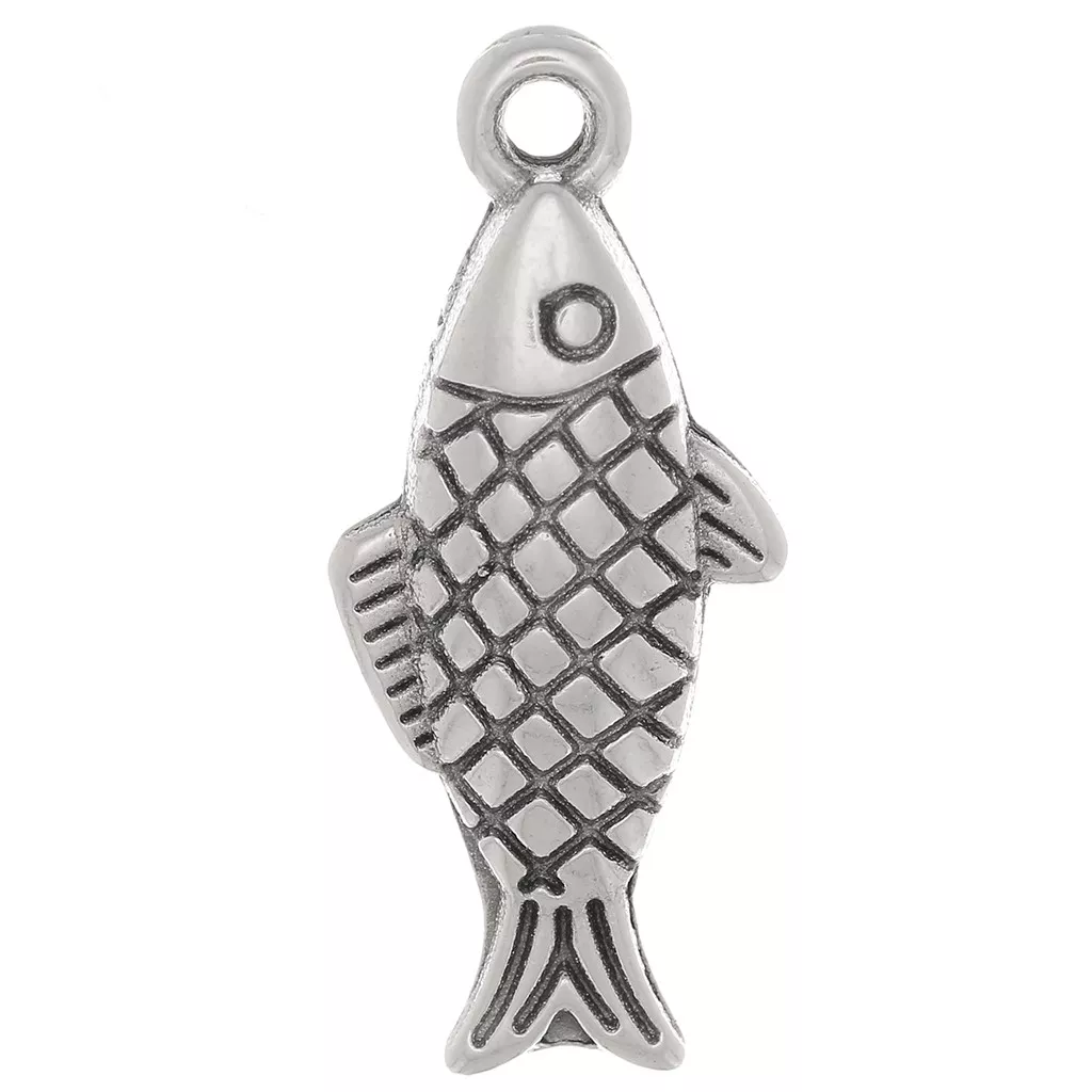 3 Charms Breloques Poisson En Métal Argenté - Pour Bracelet Ou Collier, Lot De 3, Neuf