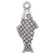 Breloque poisson 20x9 mm - Placage argent fin vieilli x1
