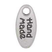 Breloque goutte 11x5 mm - Hand Made - Placage argent fin vieilli x1