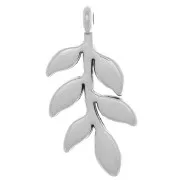 Pendentif feuille d'olivier 24x12 mm - Placage argent fin vieilli x1
