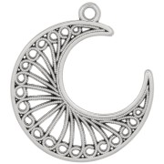 Pendentif demi-lune effet filigrané 33x28 mm - Placage argent fin vieilli x1|raw }}