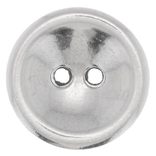 Bouton rond bombé 12 mm - Placage argent fin vieilli x1
