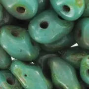 SuperDuo 2,5x5 mm Green Turquoise Travertin x10g