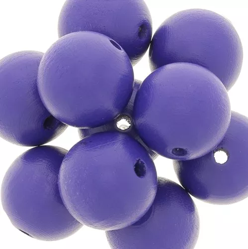 Perles rondes en bois 20 mm - Bleu Nuit x5