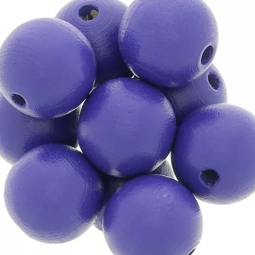 Perles rondes en bois 15 mm Bleu Nuit x5