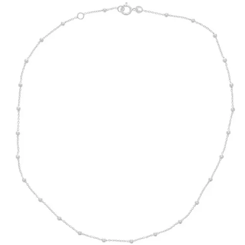 Tour de cou maille Forçat alternée perles rondes (1x1) 2.5 mm - Argent 925 x38cm