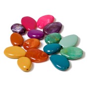 Perle plate en acrylique opaque 30x23 mm - Fuchsia x1