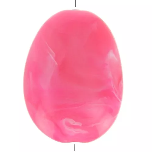 Perle plate en acrylique 30x23 mm - Fuchsia marbré x1
