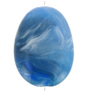 Perle plate en acrylique 30x23 mm - Bleu clair marbré x1|raw }}
