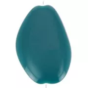 Perle plate irrégulière en acrylique opaque 38x26 mm - Bleu canard x1