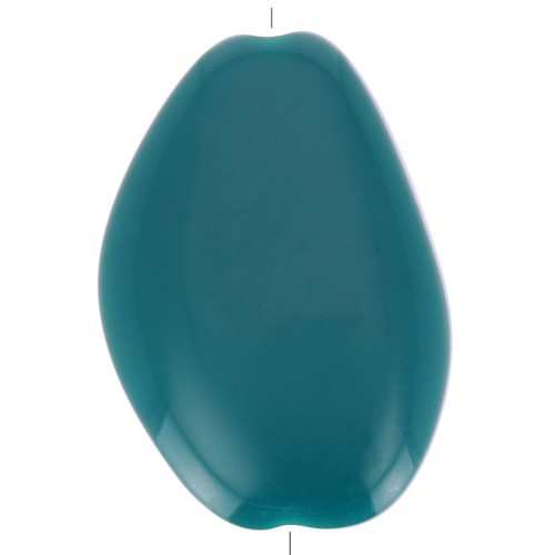Perle plate irrégulière en acrylique opaque 38x26 mm - Bleu canard x1
