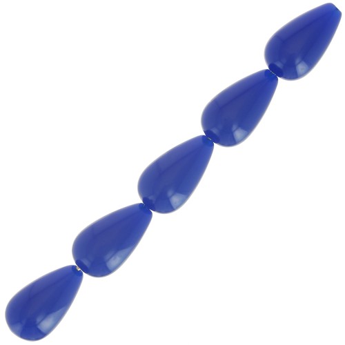Perles poires en résine opaque 14x8 mm - Bleu foncé x6