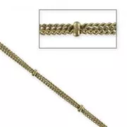 Chaîne triple maille gourmette alternée de perles rondes 1,5 mm bronze x1m