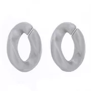 Maillon ovale torsadé en plastique 23x16 mm - Argenté mat x1