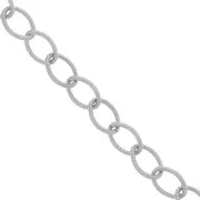 Chaîne en aluminium maille Forçat striée 17.9 mm - maillons ouverts - Rhodié x50cm