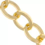 Chaîne en aluminium maille Forçat limée 18.5 mm - maillons ouverts - Doré x50cm