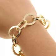 Chaîne en aluminium maille Forçat limée 18.5 mm - maillons ouverts - Doré x50cm