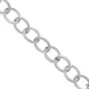 Chaîne en aluminium maille Forçat limée 18.5 mm - maillons ouverts - Rhodié x50cm
