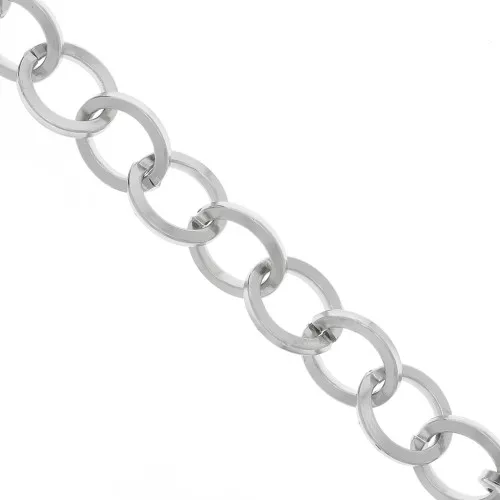 Chaîne en aluminium maille Forçat limée 18.5 mm - maillons ouverts - Rhodié x50cm