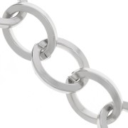 Chaîne en aluminium maille Forçat limée 18.5 mm - maillons ouverts - Rhodié x50cm