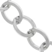 Chaîne en aluminium maille Forçat limée 18.5 mm - maillons ouverts - Rhodié x50cm