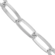 Chaîne en aluminium maille Rectangle limée 10.3 mm - maillons ouverts - Rhodié x1m