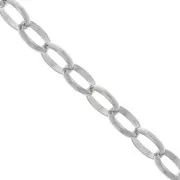 Chaîne en aluminium maille Jaseron ovale 15 mm - maillons ouverts - Rhodié x50cm