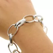 Chaîne en aluminium maille Jaseron ovale 15 mm - maillons ouverts - Rhodié x50cm