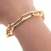 Chaîne en aluminium maille Rectangle limée plat 10mm maillons ouverts - Doré x50cm